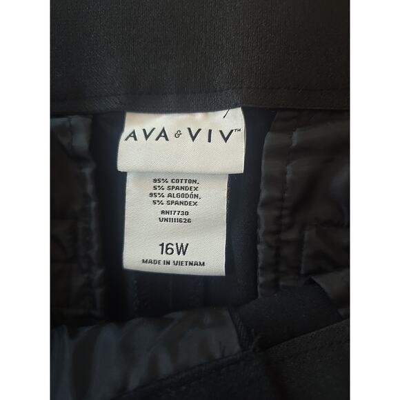 AVA & VIV Stretch Black Slacks Pants Plus 16W Office Holiday Career Classic Chic - Picture 6 of 6